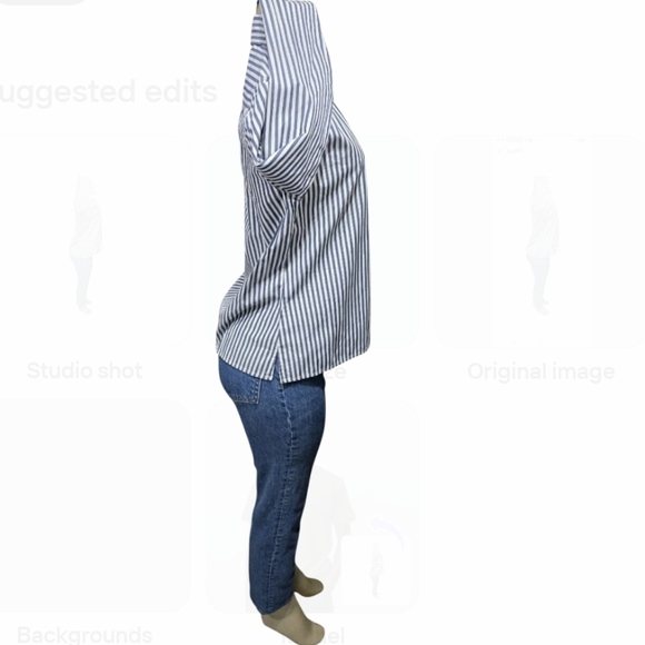 Ralph Lauren Polo Jeans Co. Women Striped Collar Long Sleeve Button Up Shirt M - Picture 7 of 16